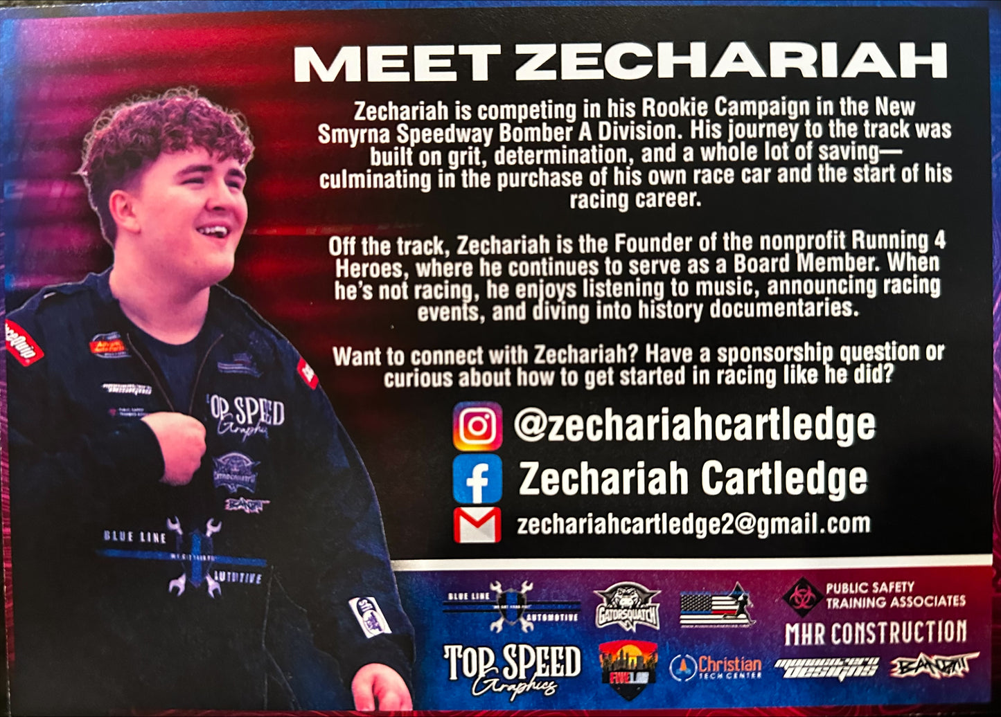 Running 4 Heroes - Zechariah Cartledge #16 Hero Card