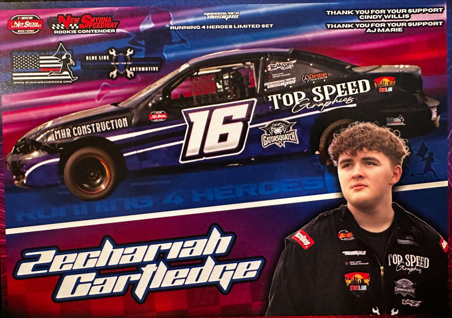Running 4 Heroes - Zechariah Cartledge #16 Hero Card